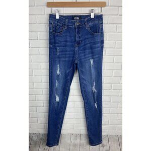 Wax Jeans Blue Skinny High Rise Leggings Jegging Women's Juniors 7 Regular